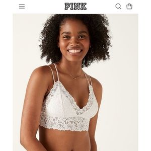 Longline Lace Bralette PINK VS Size Small NWT